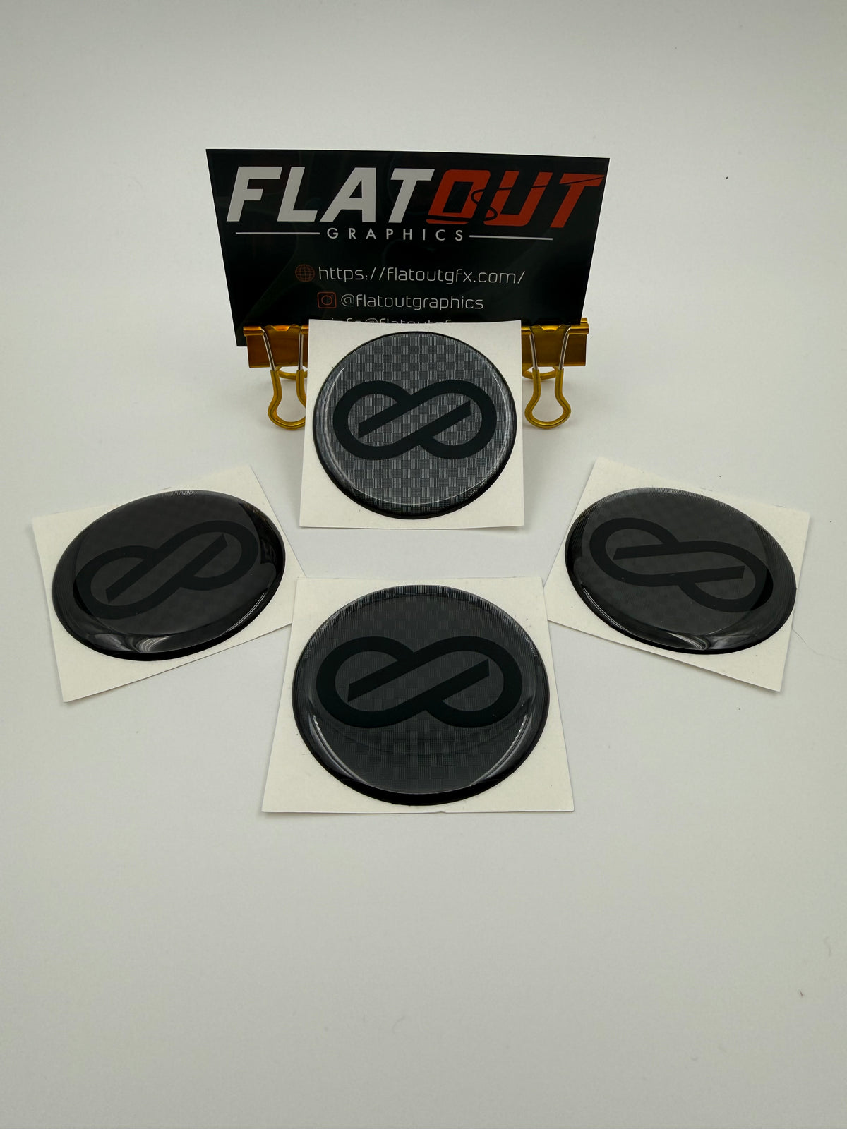 Enkei – Black on Carbon Fiber center cap decal set