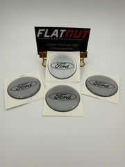 Ford – Black on Silver center cap decal set