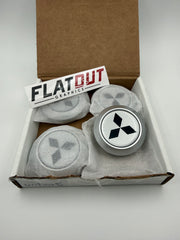 Mitsubishi – Black on Silver center cap decal set
