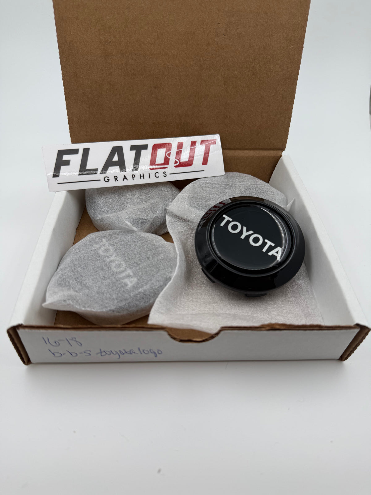 Toyota (word) – Silver on Black center cap decal set